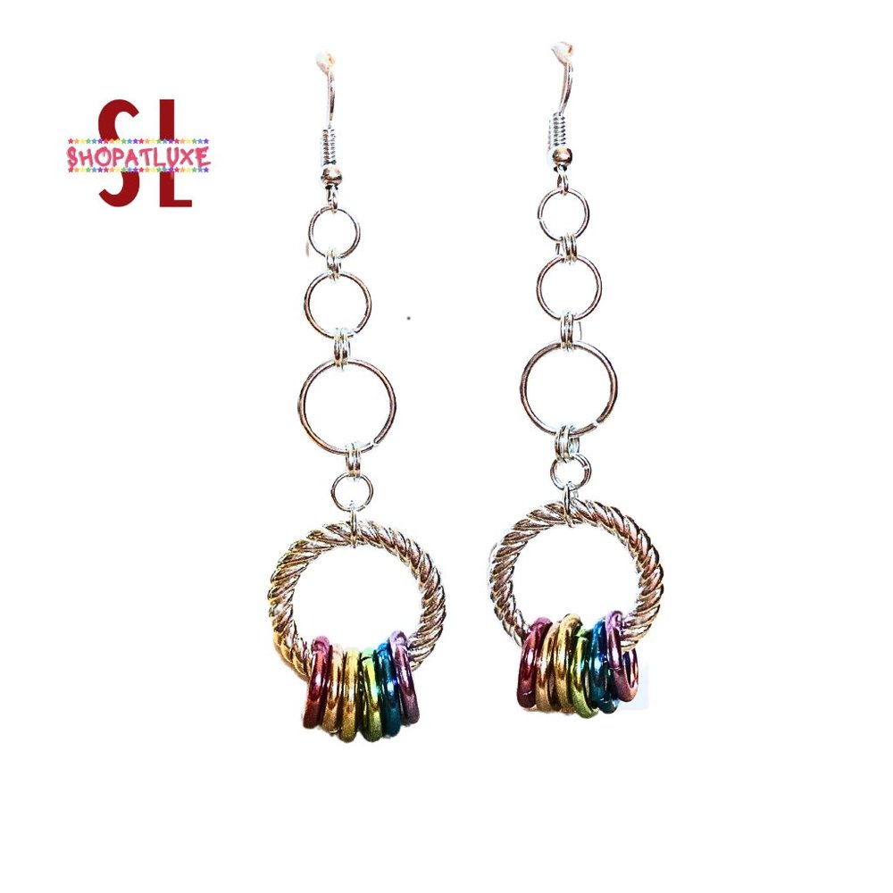 Hoops Of Pride Rainbow Chainmail Earrings